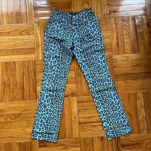 VTG Fendi Blue Leopard Print Mid Rise Jeans Sz 24